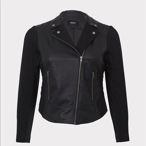 Torrid Black Faux Leather & Ponte Moto Jacket